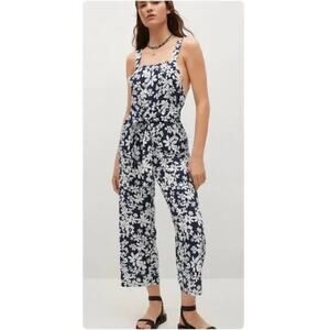 MNG Mango NWT Navy Floral Jumpsuit Size XS